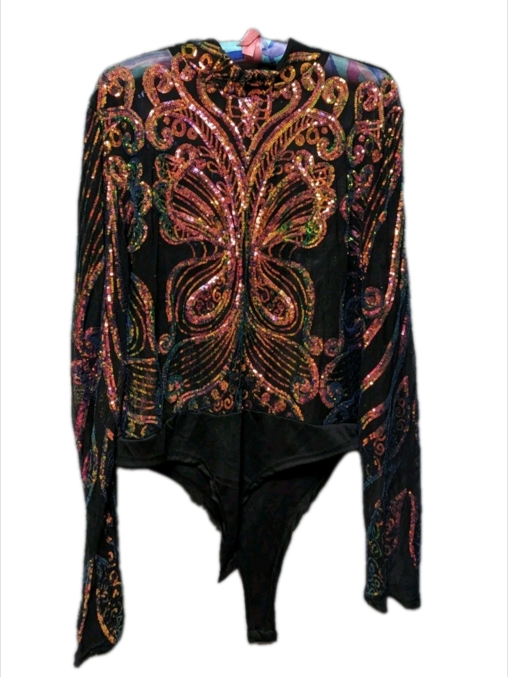 Sequin Butterfly Body Suit and Satin Boho Dress Plus Size